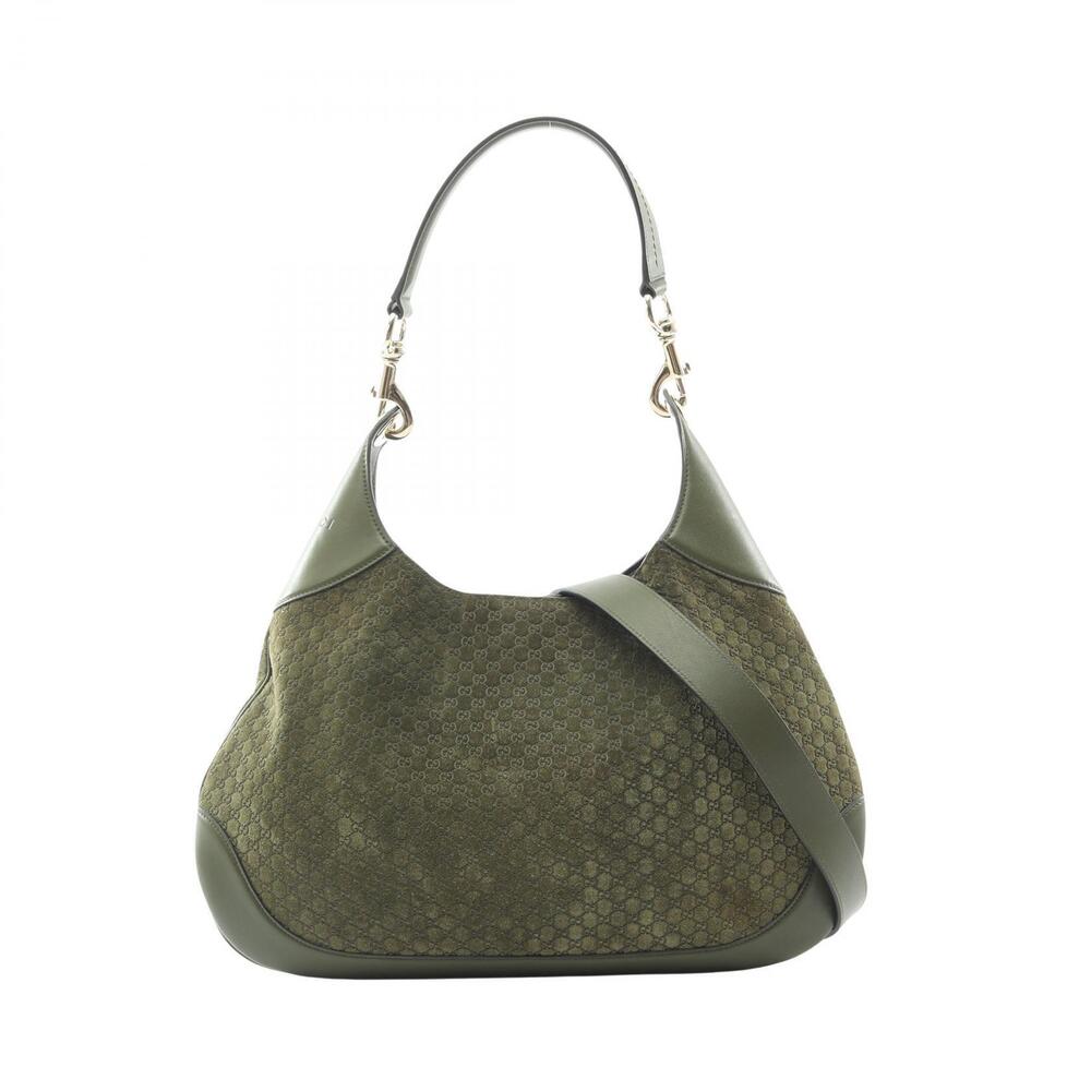 Gucci Microguccissima Hobo Bag Shoulder Suede Leather Khaki Green